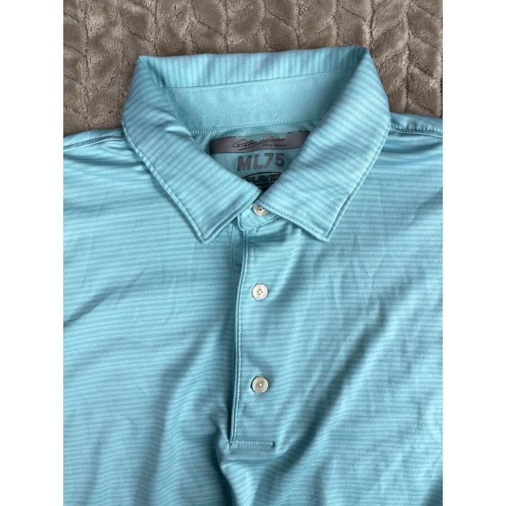 Greg Norman ML75 Men’s Polo Shirt L Turquoise Play Dry Short Sleeve Golf